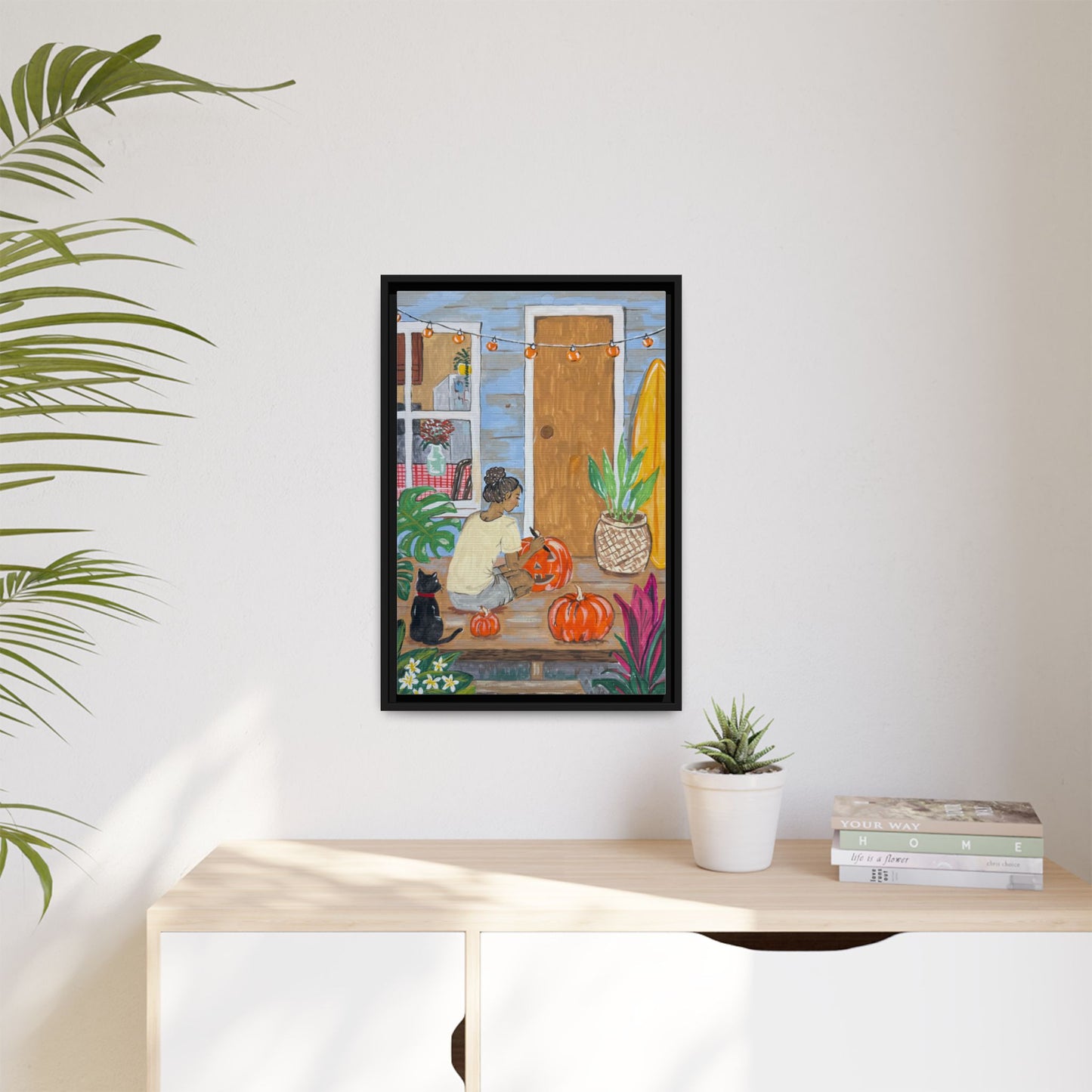 Pumpkin on the Lanai - Matte Canvas Print (Framed)