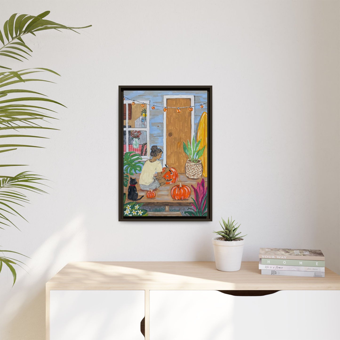 Pumpkin on the Lanai - Matte Canvas Print (Framed)