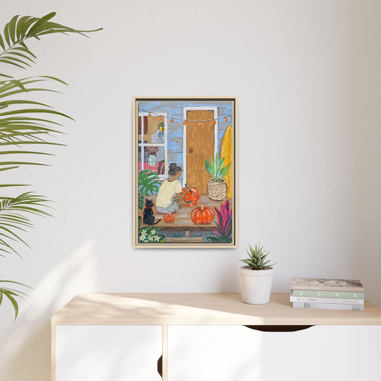 Pumpkin on the Lanai - Matte Canvas Print (Framed)
