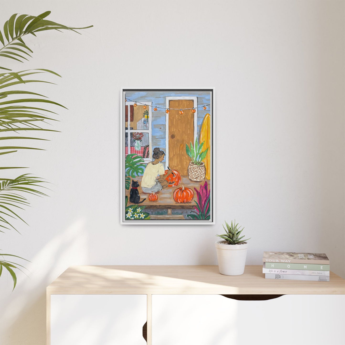 Pumpkin on the Lanai - Matte Canvas Print (Framed)
