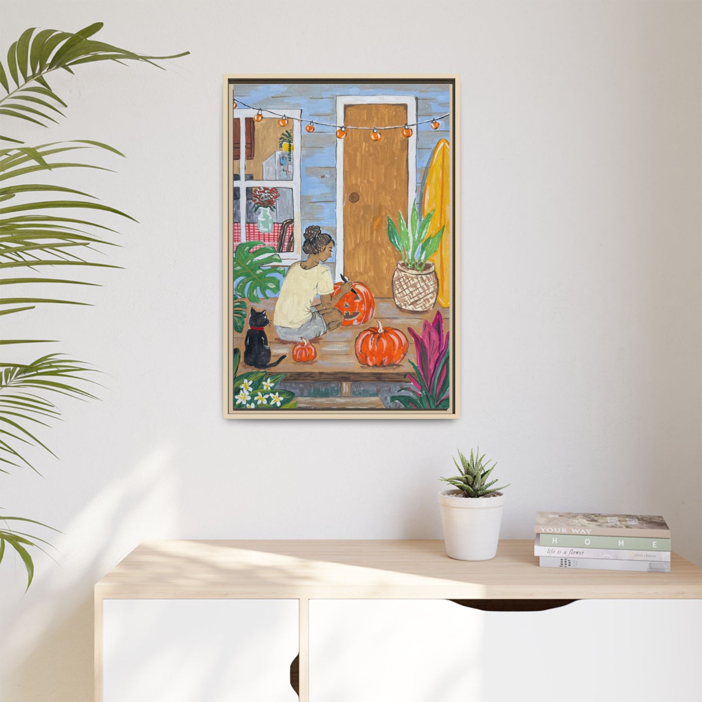 Pumpkin on the Lanai - Matte Canvas Print (Framed)