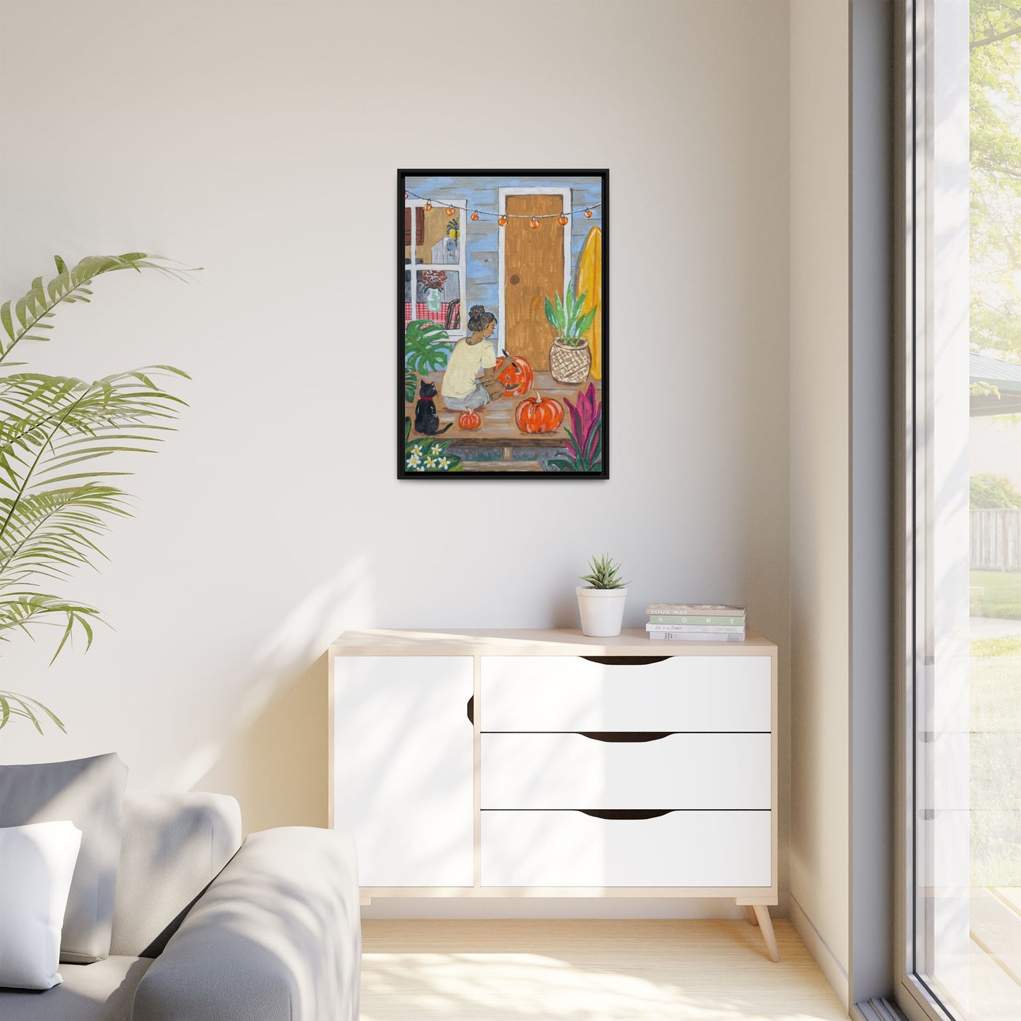 Pumpkin on the Lanai - Matte Canvas Print (Framed)