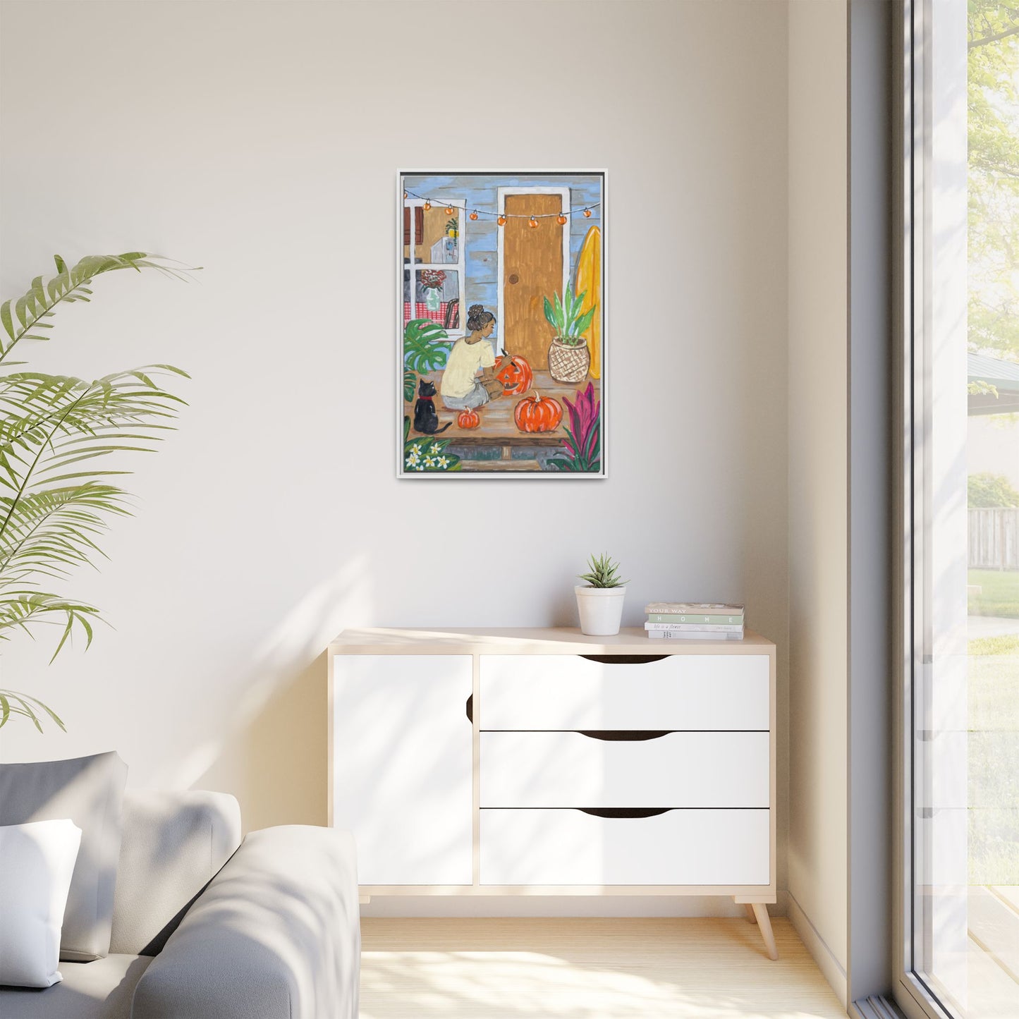 Pumpkin on the Lanai - Matte Canvas Print (Framed)