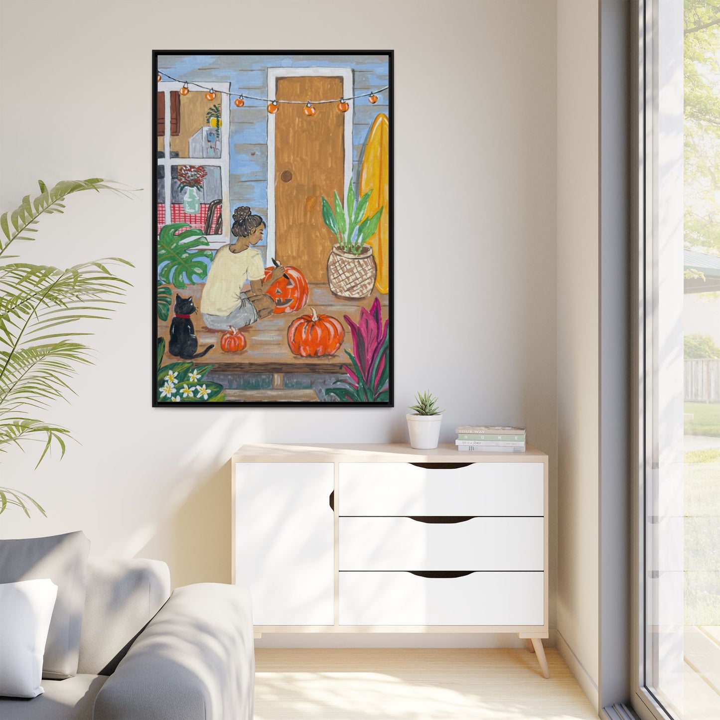 Pumpkin on the Lanai - Matte Canvas Print (Framed)