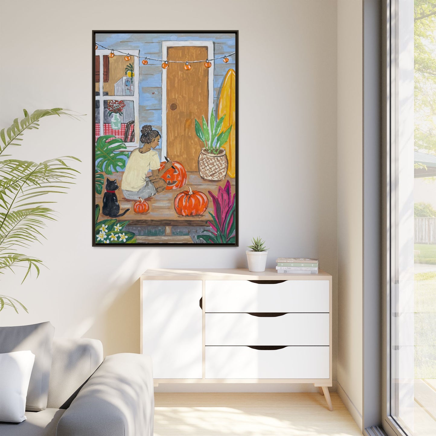 Pumpkin on the Lanai - Matte Canvas Print (Framed)