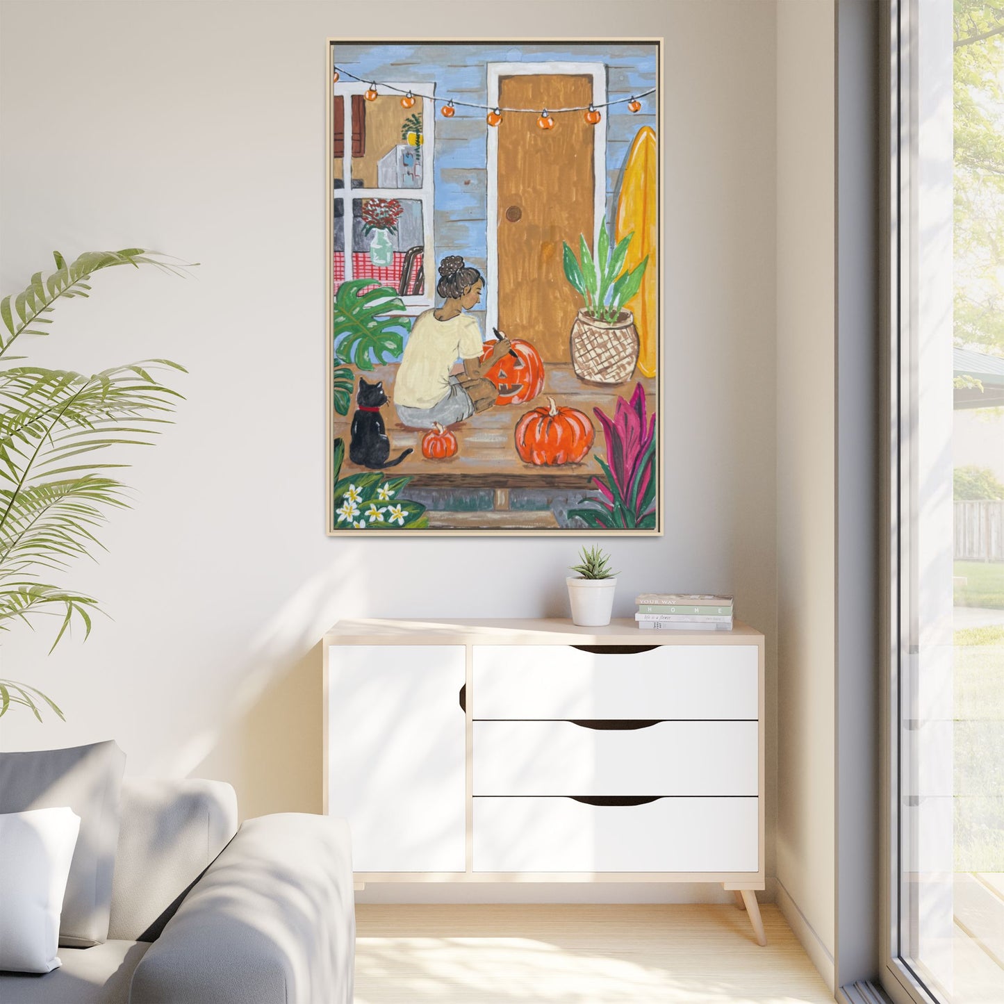 Pumpkin on the Lanai - Matte Canvas Print (Framed)