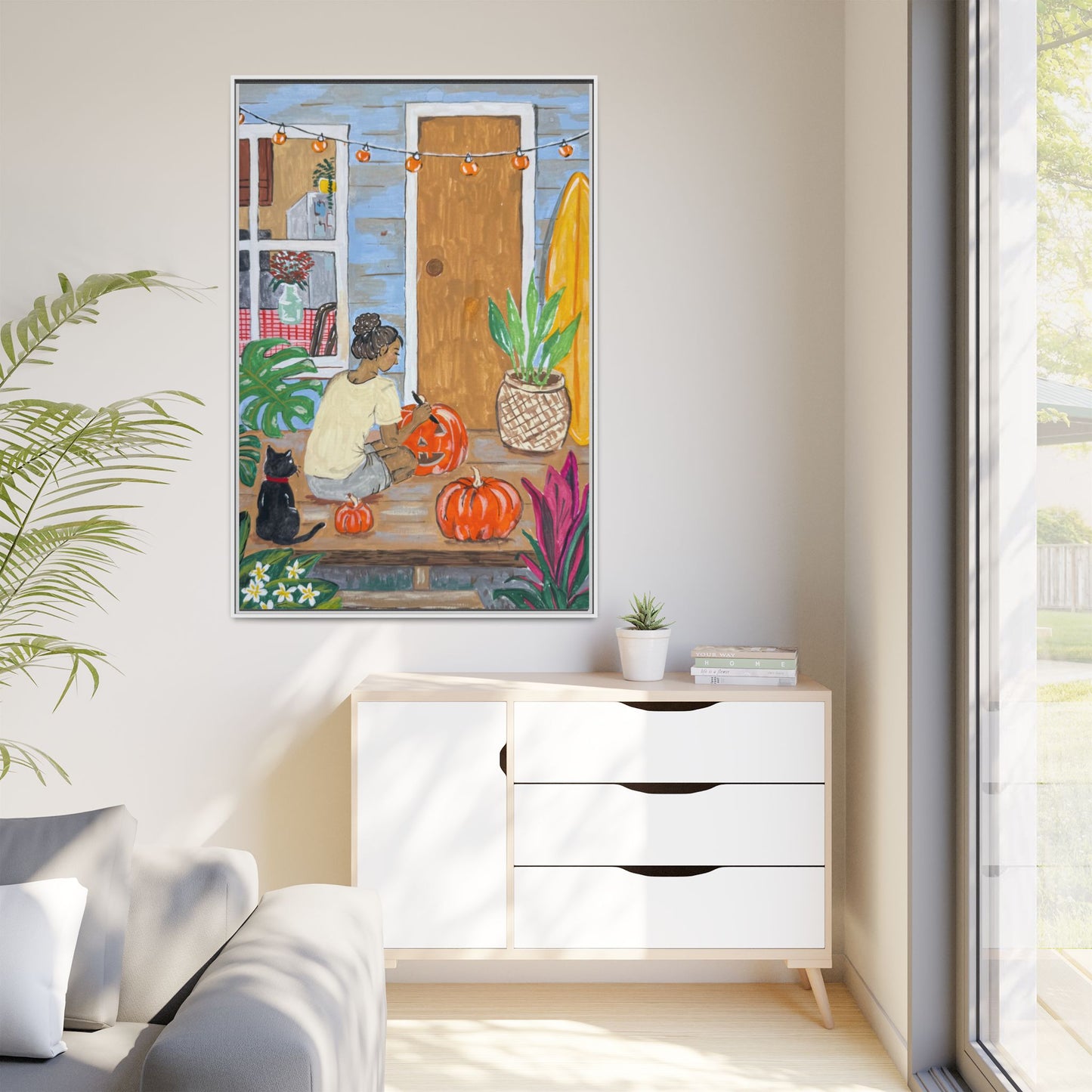 Pumpkin on the Lanai - Matte Canvas Print (Framed)