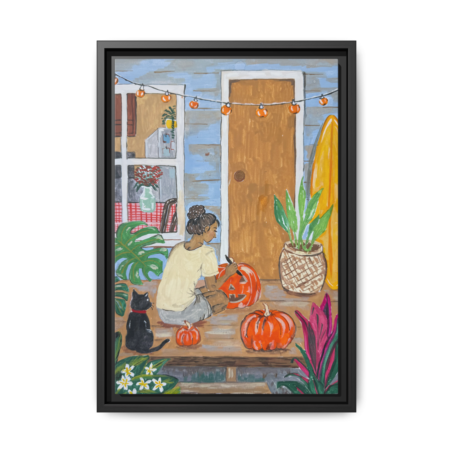 Pumpkin on the Lanai - Matte Canvas Print (Framed)