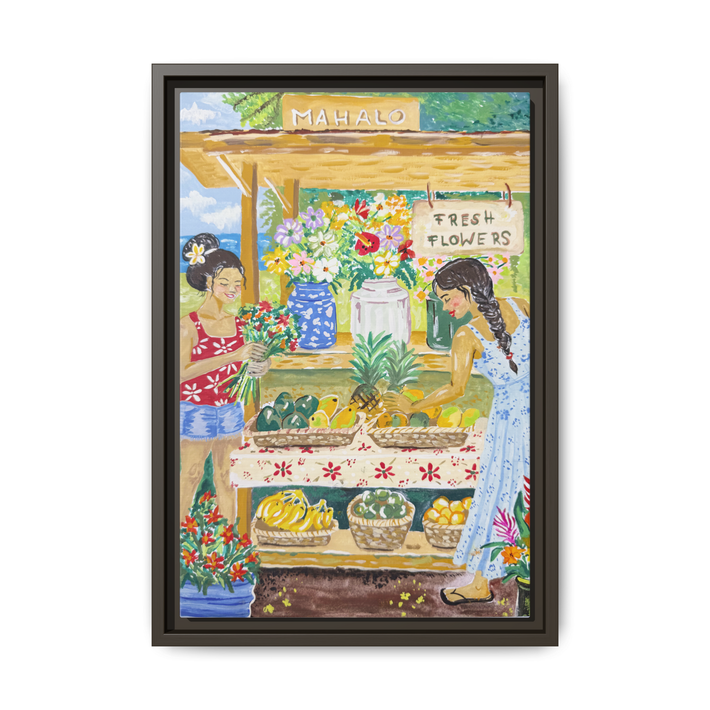 Mahalo Farmstand - Framed Matte Canvas