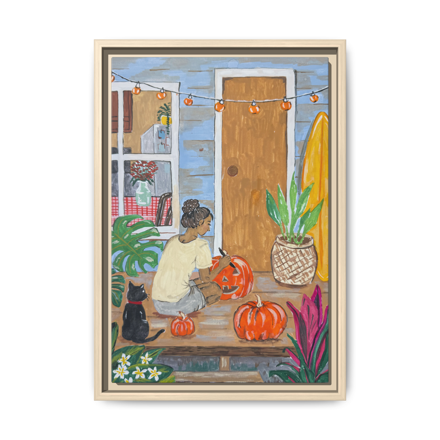 Pumpkin on the Lanai - Matte Canvas Print (Framed)