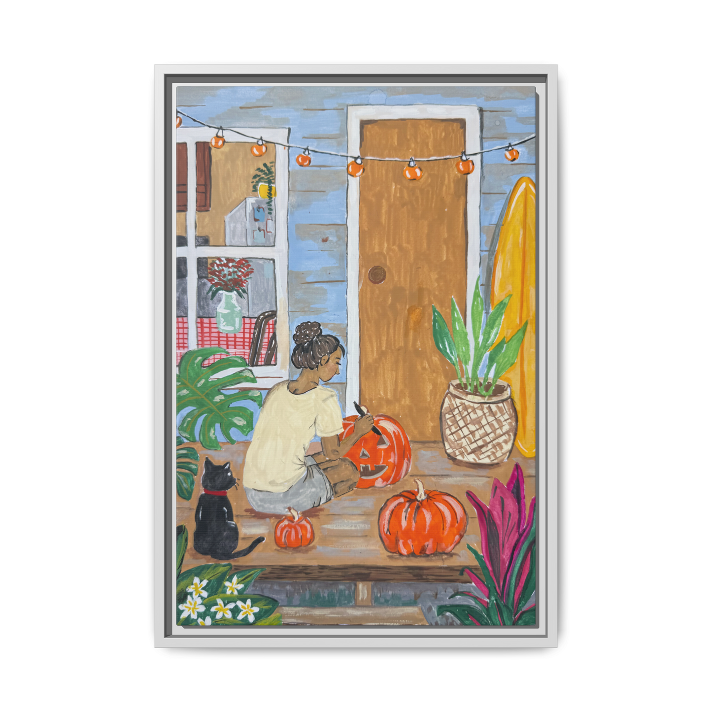 Pumpkin on the Lanai - Matte Canvas Print (Framed)