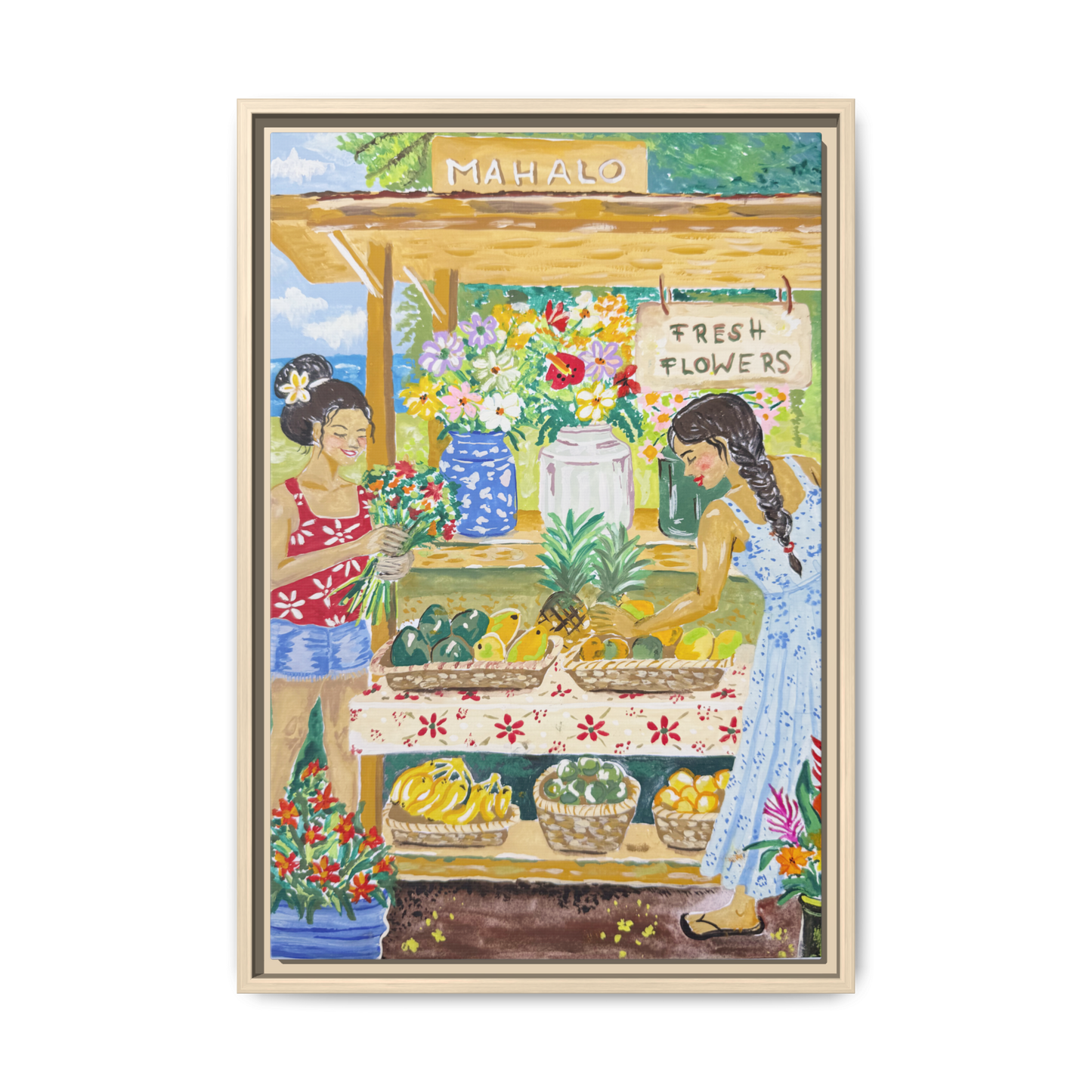 Mahalo Farmstand - Framed Matte Canvas