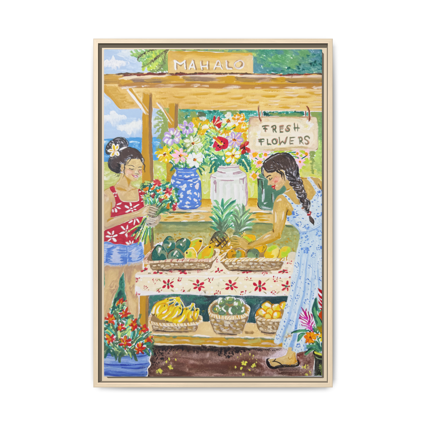 Mahalo Farmstand - Framed Matte Canvas