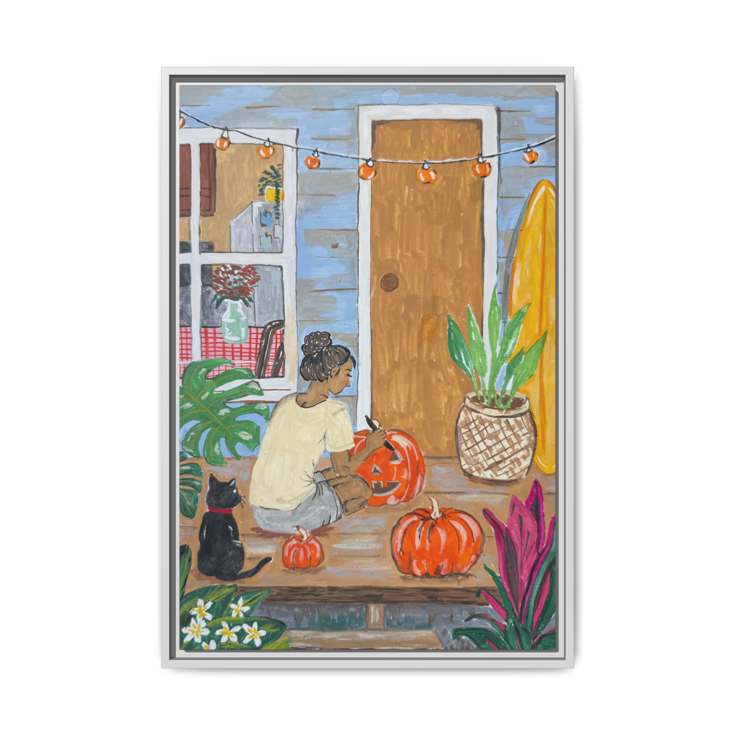 Pumpkin on the Lanai - Matte Canvas Print (Framed)