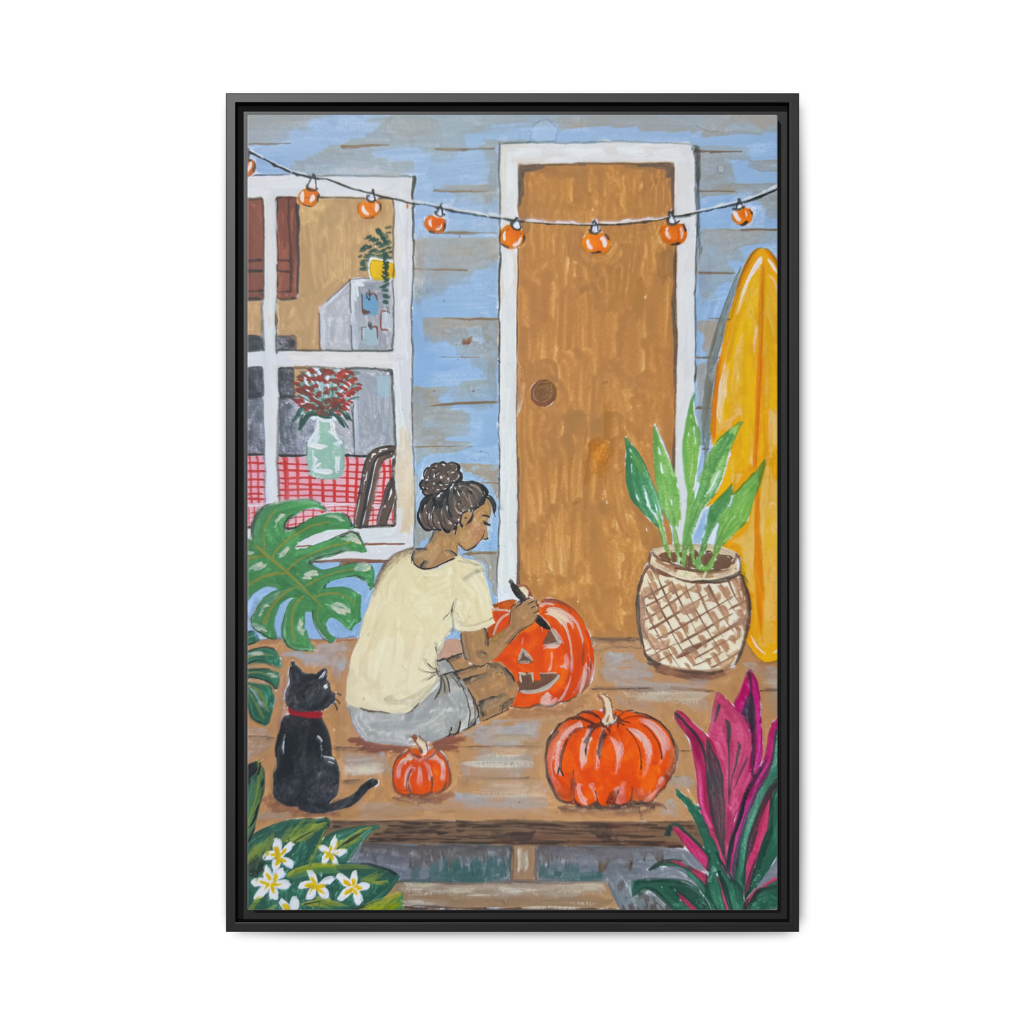 Pumpkin on the Lanai - Matte Canvas Print (Framed)