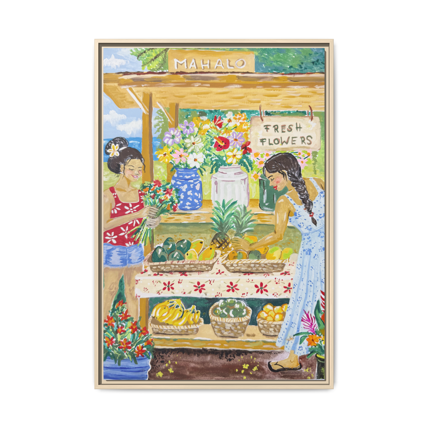 Mahalo Farmstand - Framed Matte Canvas