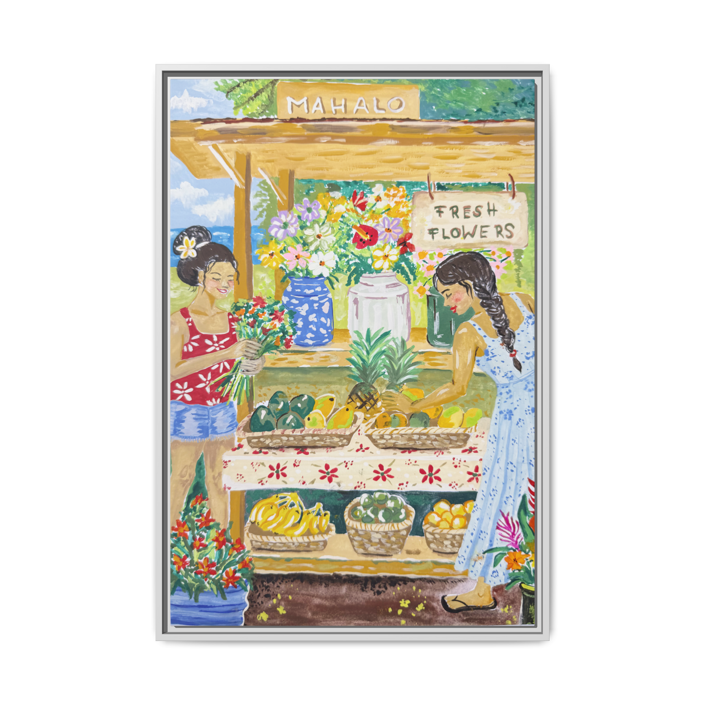 Mahalo Farmstand - Framed Matte Canvas