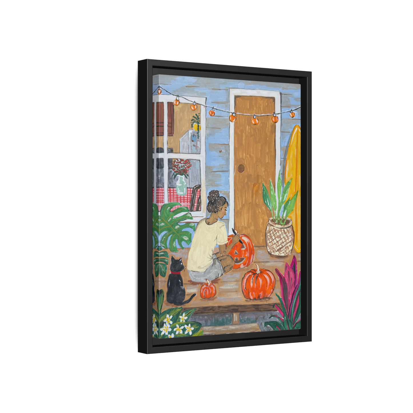 Pumpkin on the Lanai - Matte Canvas Print (Framed)