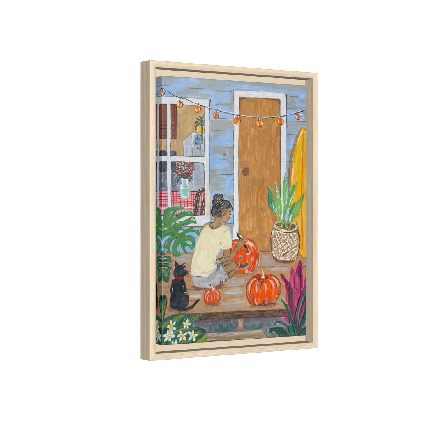 Pumpkin on the Lanai - Matte Canvas Print (Framed)