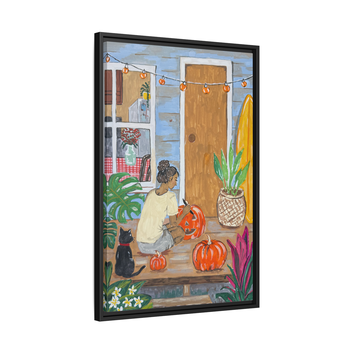 Pumpkin on the Lanai - Matte Canvas Print (Framed)