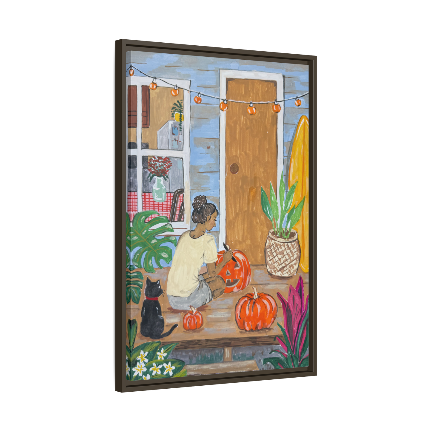 Pumpkin on the Lanai - Matte Canvas Print (Framed)