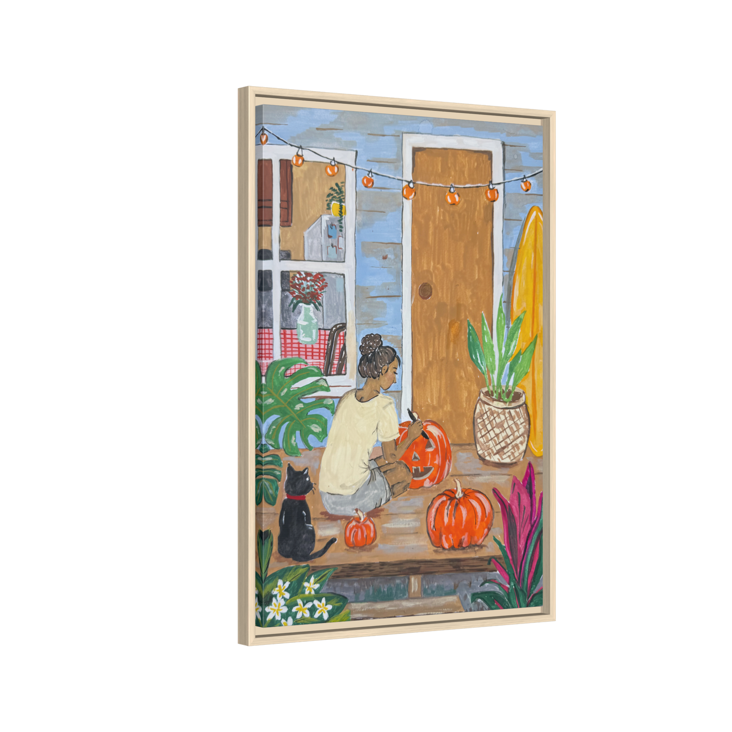 Pumpkin on the Lanai - Matte Canvas Print (Framed)