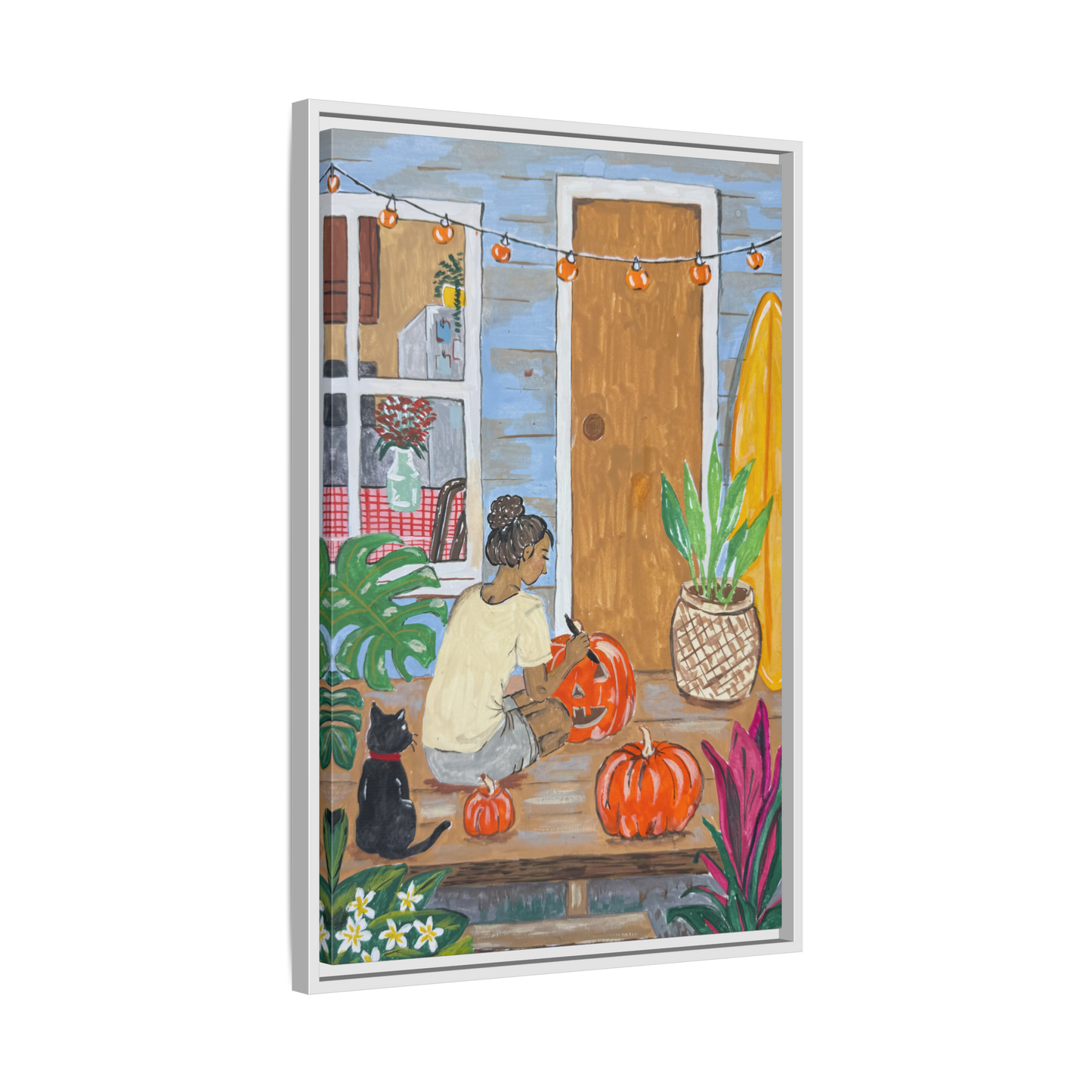 Pumpkin on the Lanai - Matte Canvas Print (Framed)