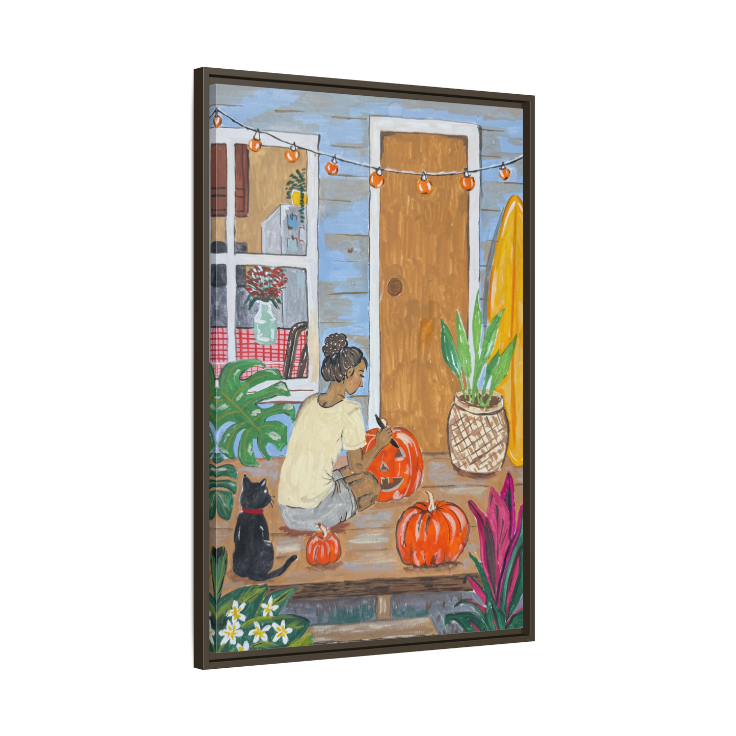 Pumpkin on the Lanai - Matte Canvas Print (Framed)