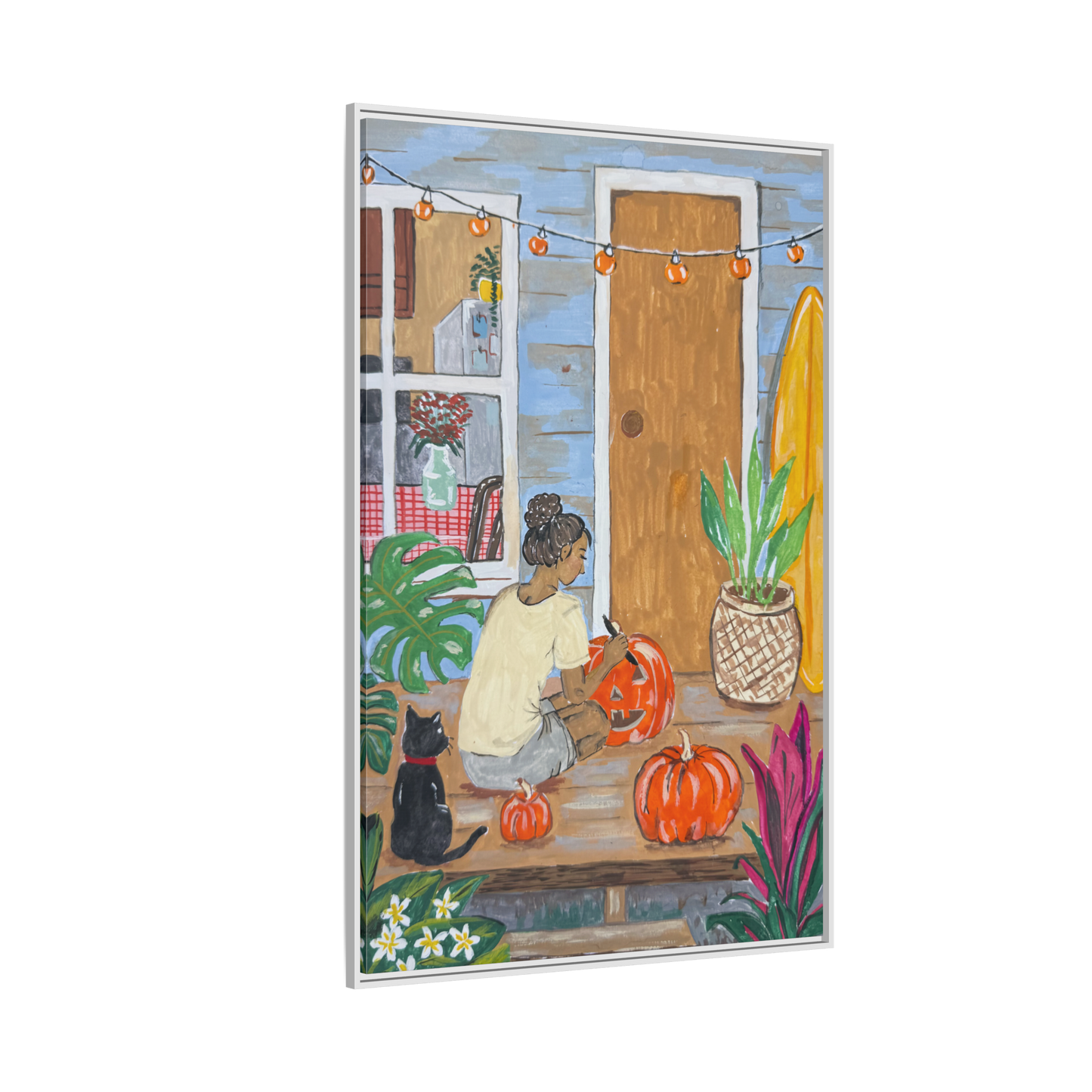 Pumpkin on the Lanai - Matte Canvas Print (Framed)